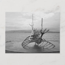Sun Voyager Sculpture, Reykjavik, IJsland, B/W Briefkaart