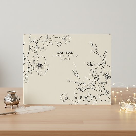 Sun-Washed Garden Wedding Floral Outlines ID1283 Gastenboek