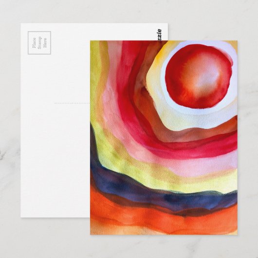 Sun waterverf sunset art briefkaart (Voorkant / Achterkant)