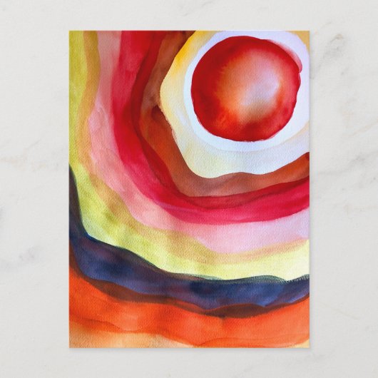 Sun waterverf sunset art briefkaart (Voorkant)