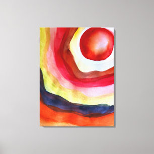 Sun waterverf sunset art canvas afdruk