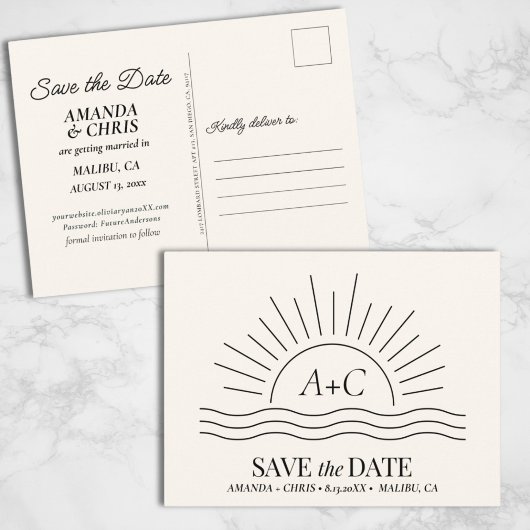 Sun & Waves Boho Beach Save the Date Briefkaart