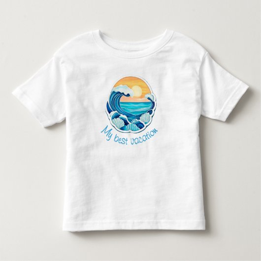 Sun, waves, shell kinder shirts (Voorkant)