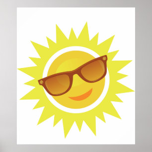Sun Wearing Sunglazen Poster
