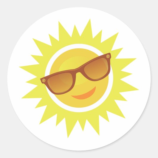 Sun Wearing Sunglazen Ronde Sticker (Voorkant)