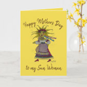 Sun Woman Oekraïense Folk Art Moederdag Kaart (Gele Bloem)