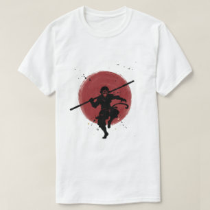 Sun Wukong Schaduw Japanse Inkt Stijl Krijger T-shirt