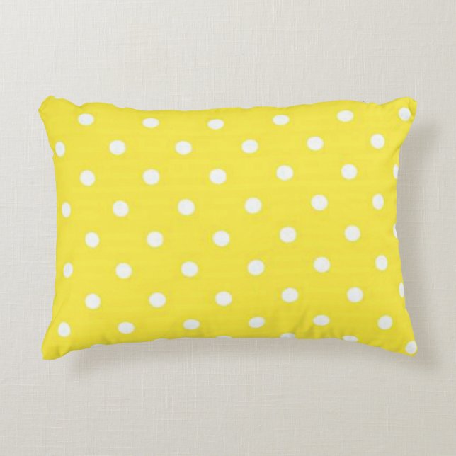 Sun Yellow en White Polka Dots Decoratief Kussen (Voorkant)