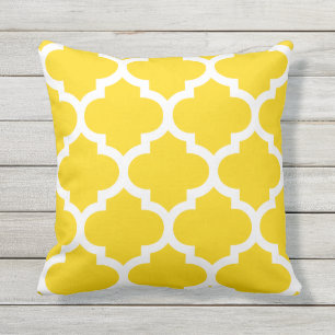 Sun Yellow Moroccan Quatrefoil Kussens voor gebrui