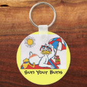Sun Your Buns Vacation Humor Sleutelhanger (Voorkant)