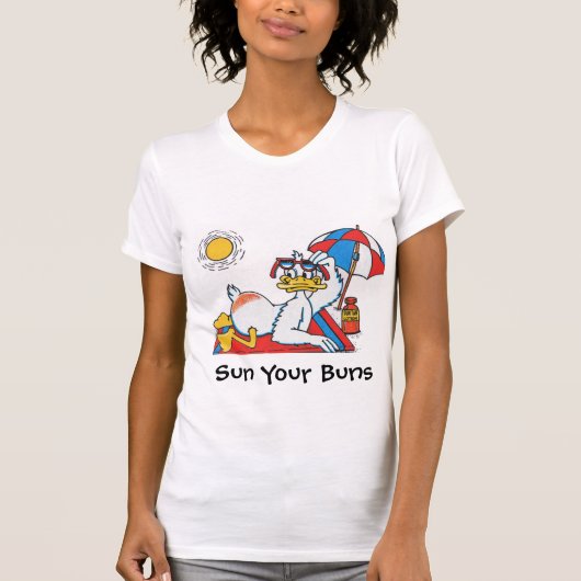 Sun Your Buns Vacation Humor T-shirt (Voorkant)