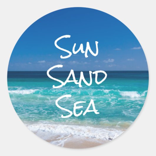 Sun Zand Zee Tropical Beach Turquoise Water Ronde Sticker (Voorkant)