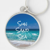 Sun Zand Zee Tropical Beach Turquoise Water Sleutelhanger (Voorkant)