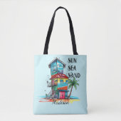 Sun Zee Sand Beach House Naam Tote Bag (Voorkant)