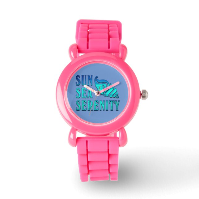 Sun Zee Serenity Tropical Seashell Beach Scene Horloge (Voorkant)