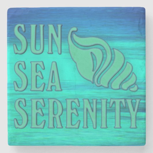 Sun Zee Serenity Tropical Seashell Beach Scene Stenen Onderzetter (Voorkant)