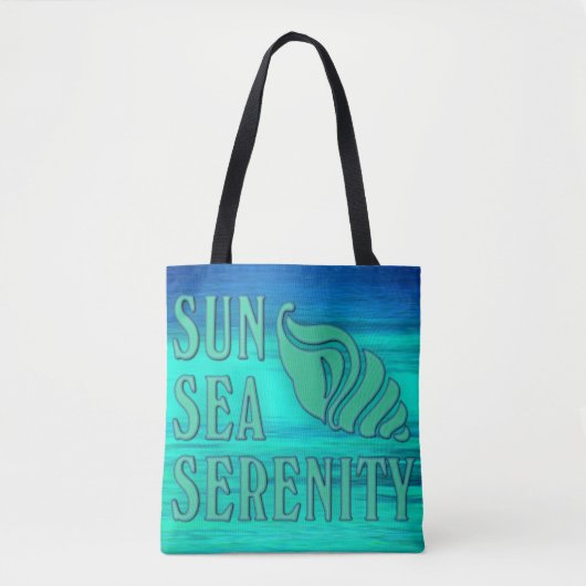 Sun Zee Serenity Tropical Seashell Beach Scene Tote Bag (Voorkant)