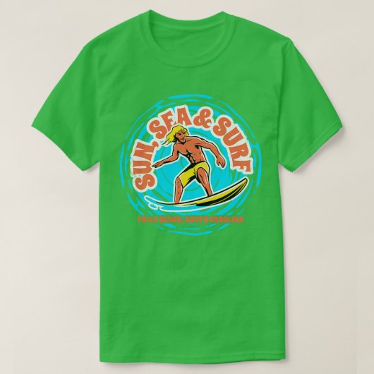  Sun Zee Surf Folly Beach South Olina Retro T-shirt (Design voorkant)