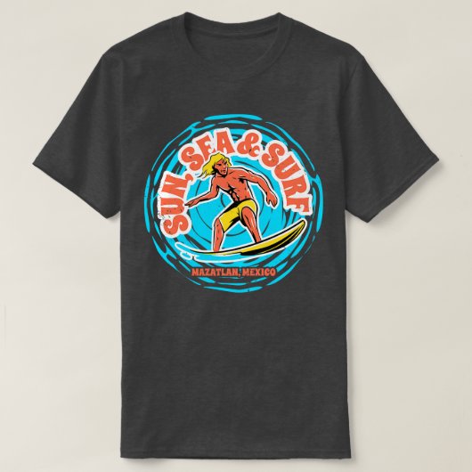 Sun Zee Surf Mazatlan Mexico Retro Surfen T-shirt (Design voorkant)