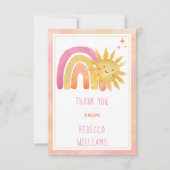 Sun | Zonneboog en regenboogachtig Baby shower Dan Bedankkaart (Voorkant)