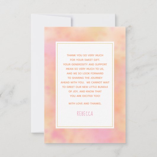 Sun | Zonneboog en regenboogachtig Baby shower Dan Bedankkaart (Achterkant)