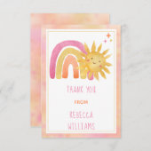 Sun | Zonneboog en regenboogachtig Baby shower Dan Bedankkaart (Voorkant / Achterkant)