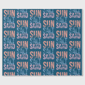 Sun Zout Sand Summer Beach Quote Blue Cadeaupapier (Vlak)