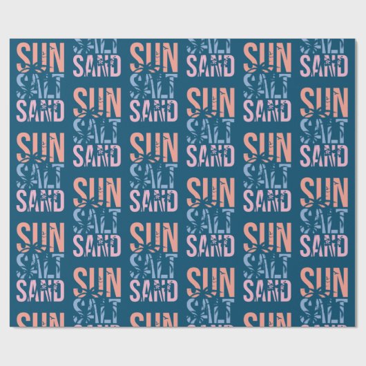 Sun Zout Sand Summer Beach Quote Blue Cadeaupapier (Vlak)