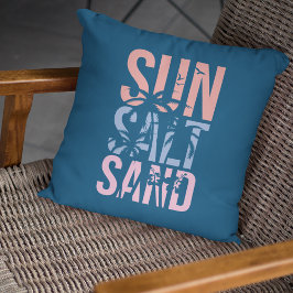 Sun Zout Sand Summer Beach Quote Blue Kussen