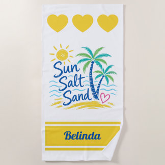 Sun Zout Zand Aangepaste naam Strand Palmboom Zome Strandlaken