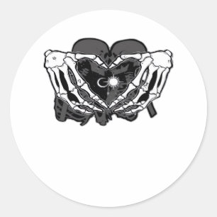 Sunand~1 - Skelet Hart Handen Ronde Sticker
