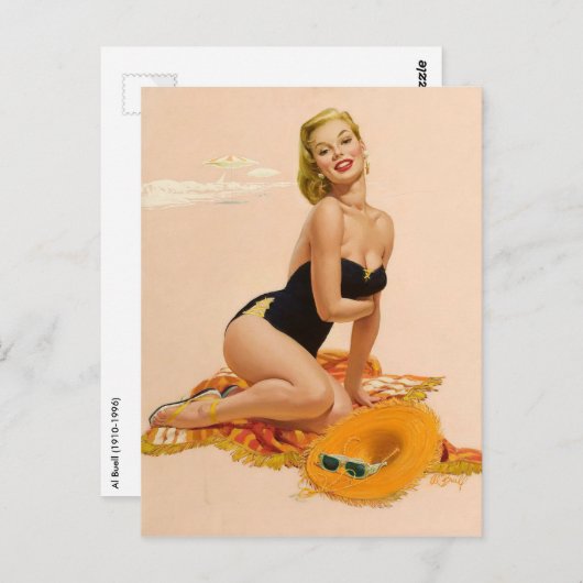 Sunbather PinUp Briefkaart (Voorkant / Achterkant)
