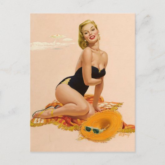 Sunbather PinUp Briefkaart (Voorkant)