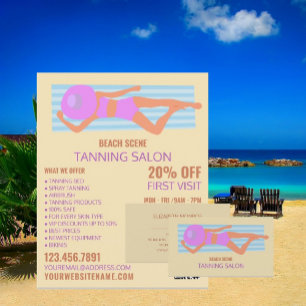 Sunbather, Tanning Salon Adverteren Flyer