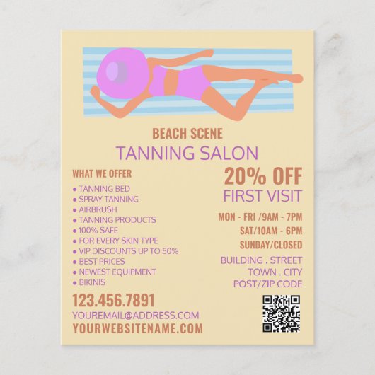 Sunbather, Tanning Salon Adverteren Flyer (Voorkant)