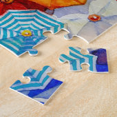 Sunbathers Colorful Beach Umbrellas Legpuzzel (Zijkant)