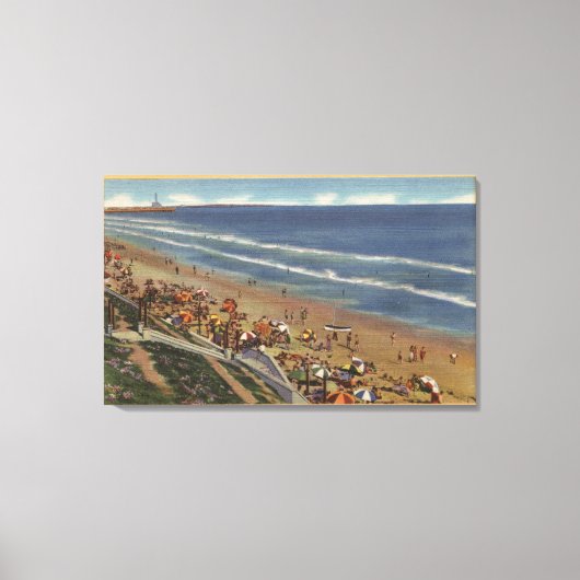 Sunbathers die naar Belmont Shores kijken Canvas Afdruk (Voorkant)
