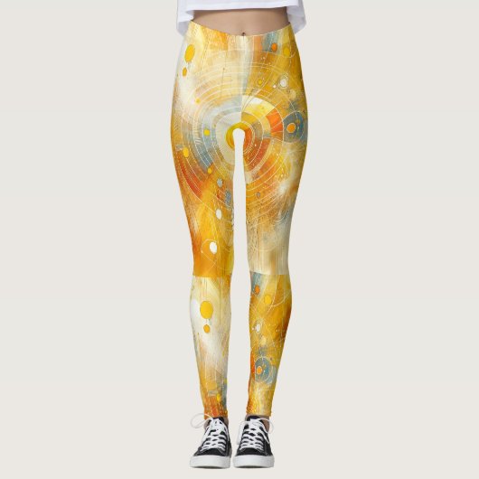 "Sunbeam Bliss - Lively Yellow Abstract Leggings (Voorkant)