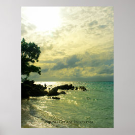 Sunbeam Sunset Sky Beach Twilight Travel Indonesië Poster