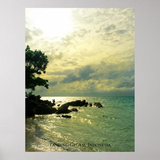 Sunbeam Sunset Sky Beach Twilight Travel Indonesië Poster (Voorkant)