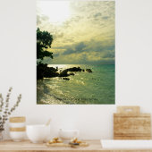 Sunbeam Sunset Sky Beach Twilight Travel Indonesië Poster (Keuken)