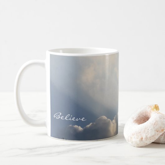 Sunbeam White Clouds Inspirerend Believe Coffee Koffiemok (Met donut)