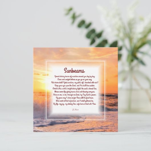 "Sunbeams" Christelijke gedicht Opmerking Kaart (Staand voorkant)