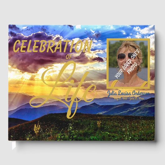 Sunbeams Mountains Celebration of Life Guest Book Gastenboek (Voorkant)