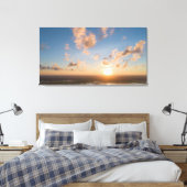 Sunbeams, Sunrise, Blue Sky, Fluffy Clouds Afbeeld Canvas Afdruk (Insitu (Slaapkamer))