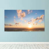 Sunbeams, Sunrise, Blue Sky, Fluffy Clouds Afbeeld Canvas Afdruk (Insitu (Houten vloer))