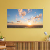Sunbeams, Sunrise, Blue Sky, Fluffy Clouds Afbeeld Canvas Afdruk (Insitu (Woonkamer))