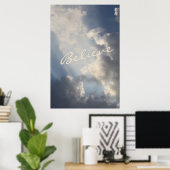 Sunbeams Witte Wolken Inspirerend Geloven Poster (Thuiskantoor)
