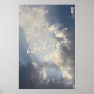 Sunbeams Witte Wolken Inspirerend Geloven Poster