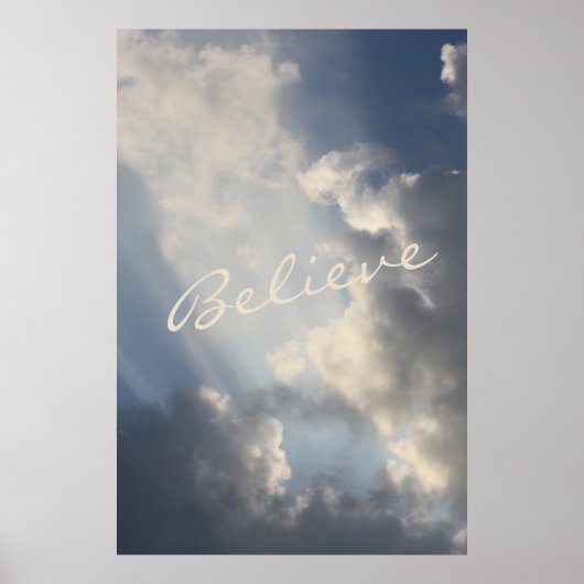 Sunbeams Witte Wolken Inspirerend Geloven Poster (Voorkant)